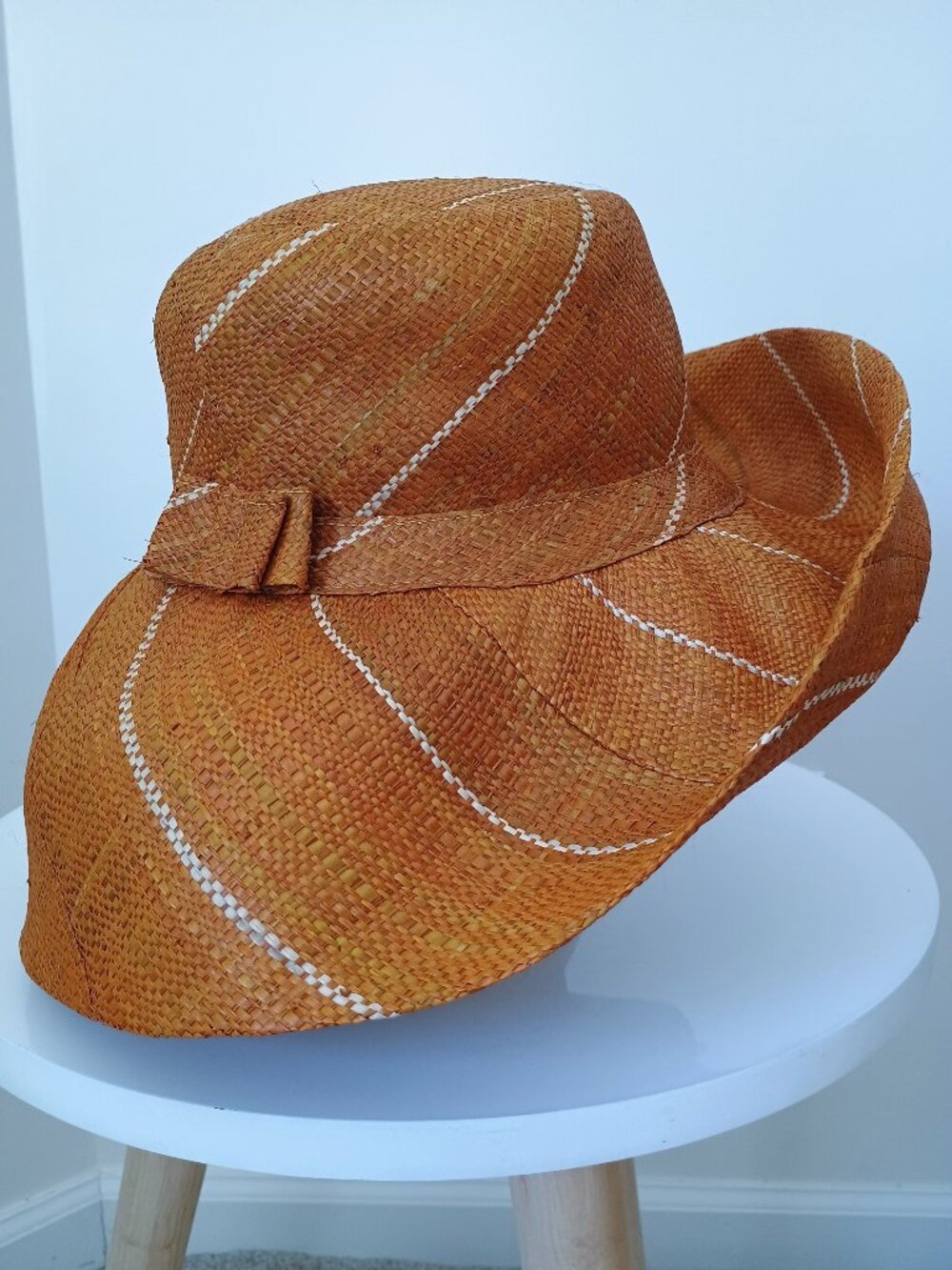 Women's Raffia Sun Hat, Large Brim, Summer Lightweight Natural Grass Hat, Brown